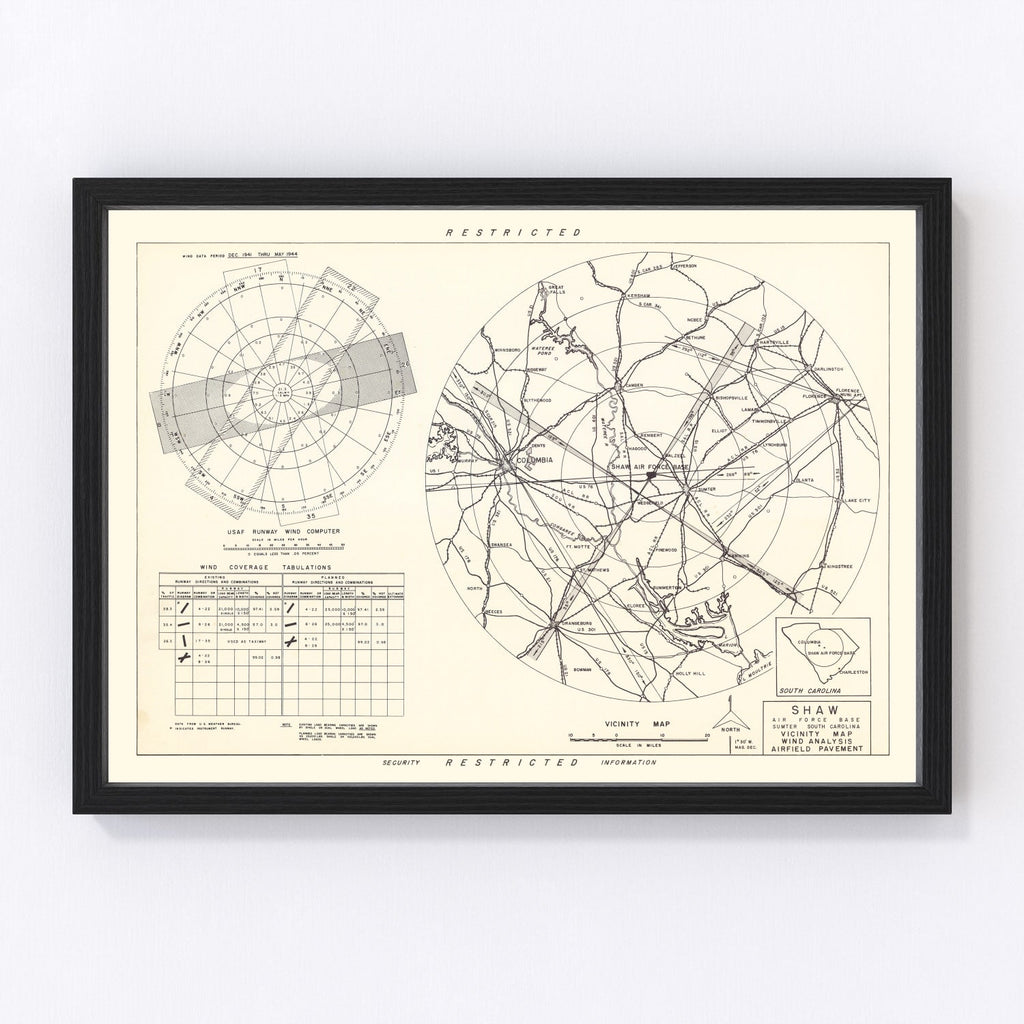 Vintage Map of the Shaw Air Force Base Vicinity, 1953