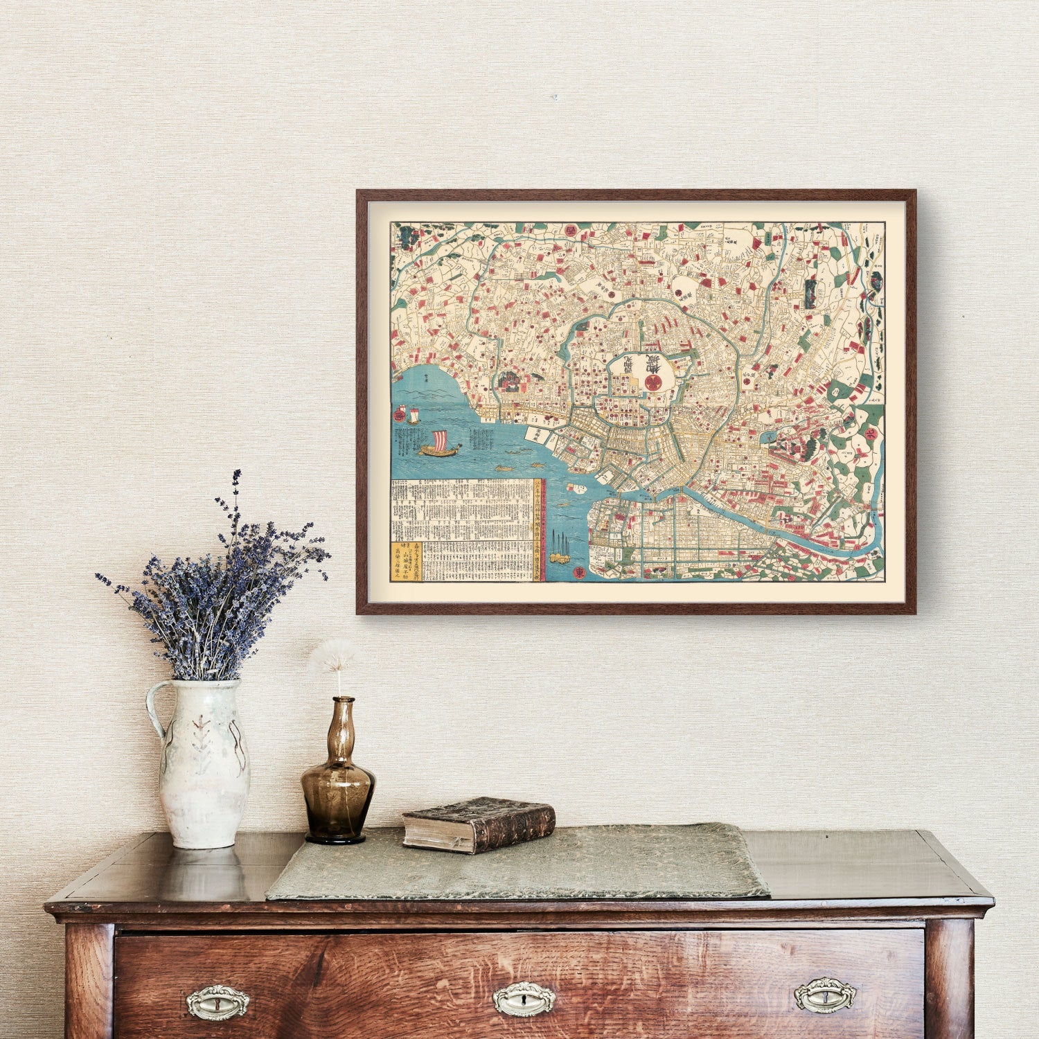 Vintage Map of Tokyo, Japan 1854