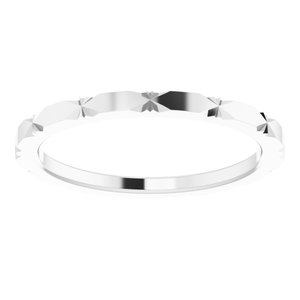Sterling Silver 1.5 mm Diamond Faceted Band Size 14.5