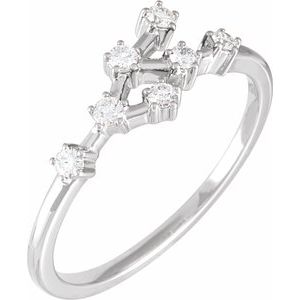 14K White Gold 1/5 CTW Natural Diamond Cancer Constellation Ring