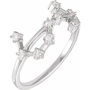 14K White Gold 1/5 CTW Natural Diamond Scorpio Constellation Ring
