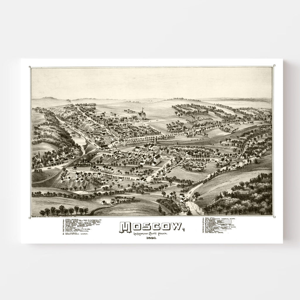 Vintage Map of Moscow, Pennsylvania 1891