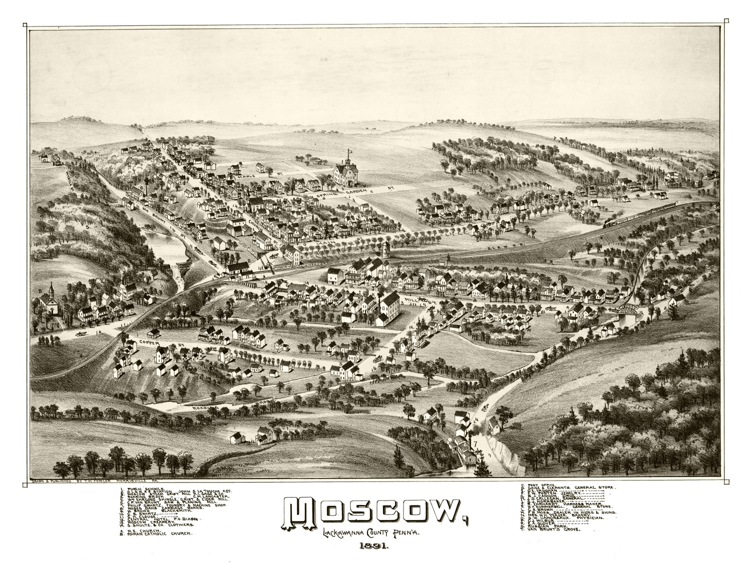 Vintage Map of Moscow, Pennsylvania 1891