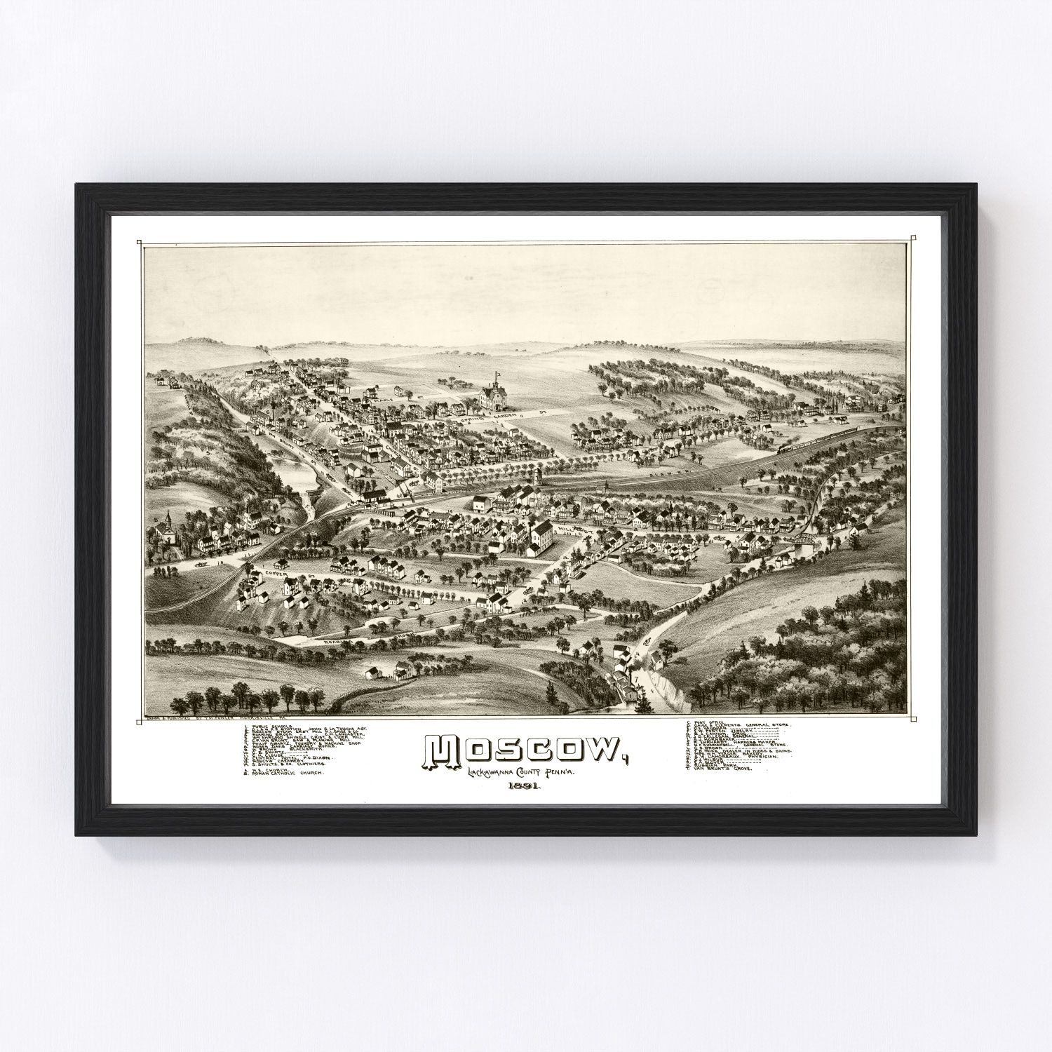 Vintage Map of Moscow, Pennsylvania 1891