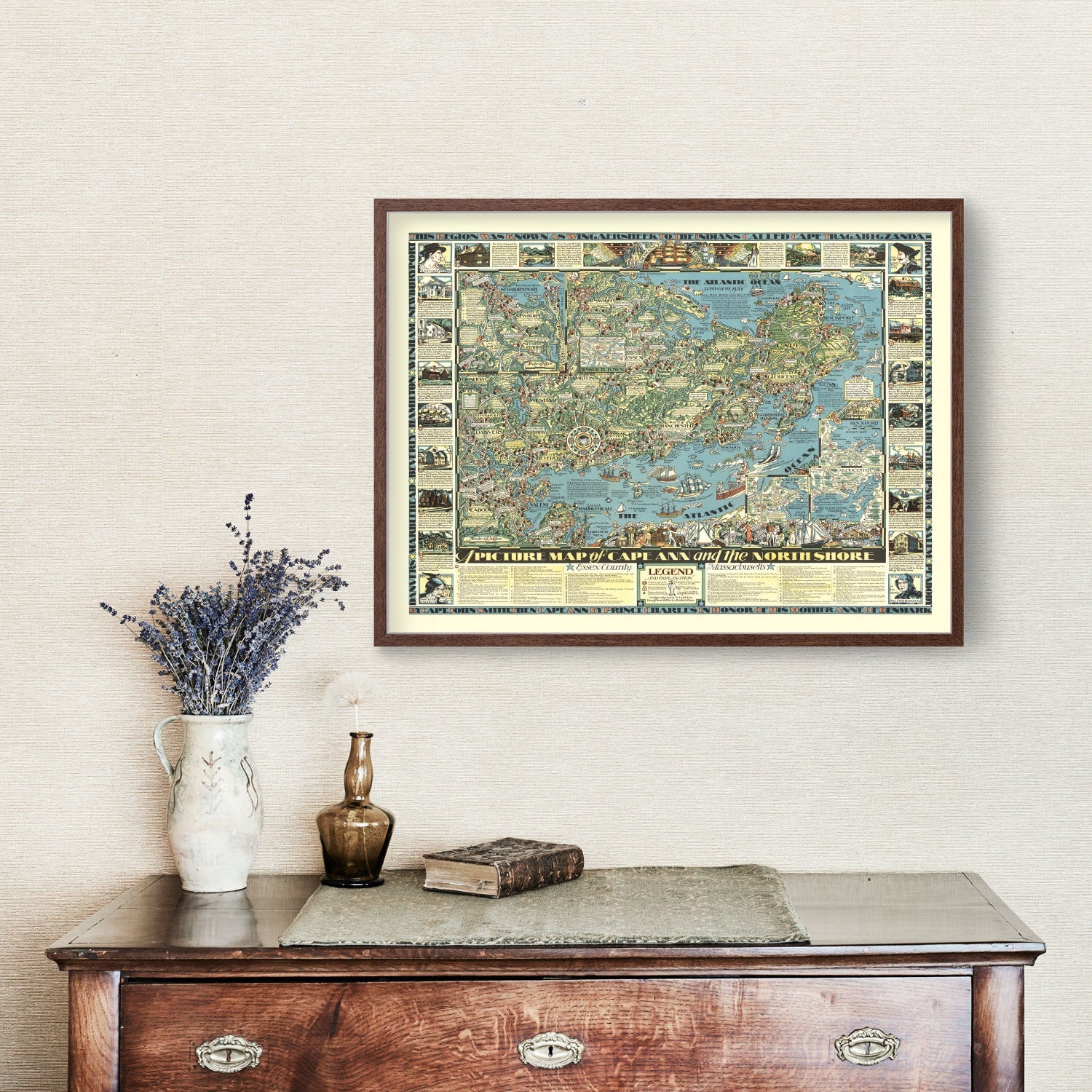 Vintage Map of Cape Ann, 1934