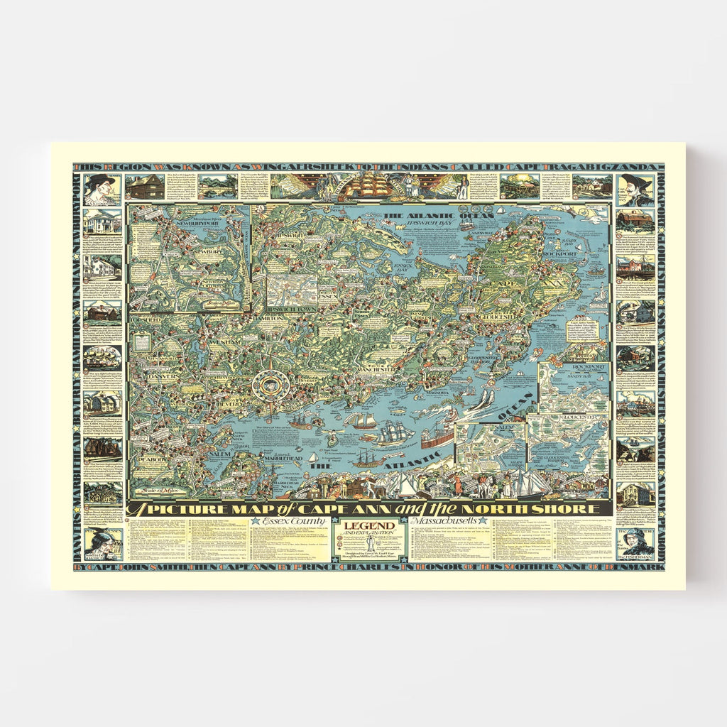 Vintage Map of Cape Ann, 1934