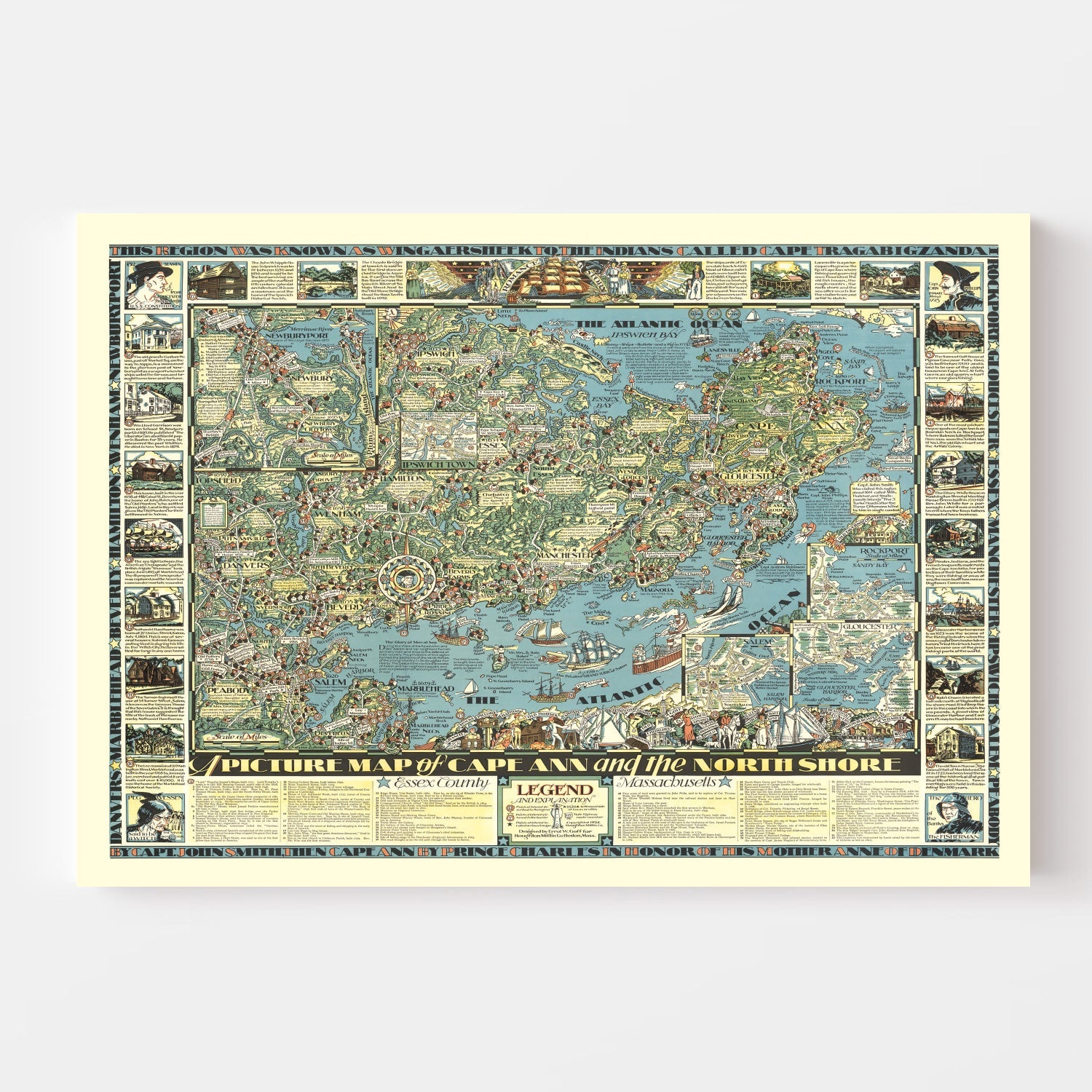 Vintage Map of Cape Ann, 1934