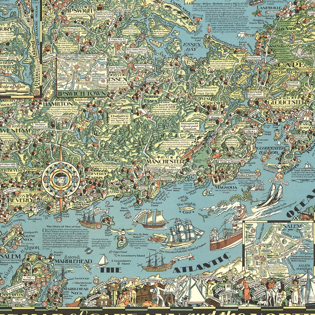 Vintage Map of Cape Ann, 1934