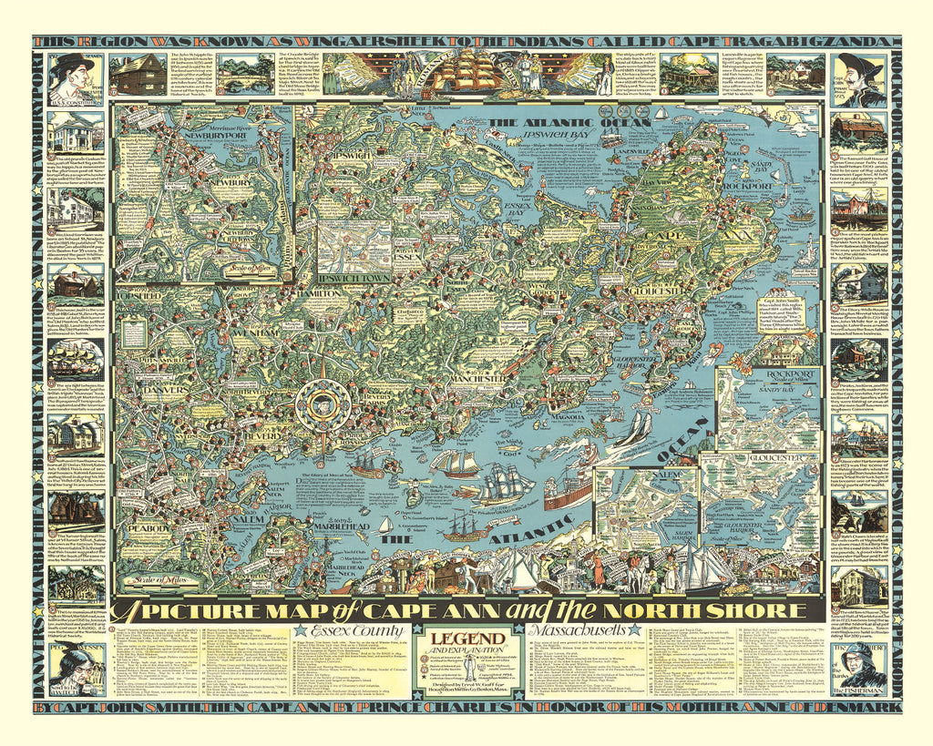 Vintage Map of Cape Ann, 1934