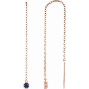 14K Rose Gold Natural Blue Sapphire Chain Earrings