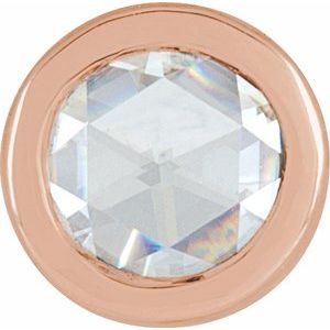 14K Rose Gold 1/8 CT Rose-Cut Natural Diamond Bezel-Set  Pendant