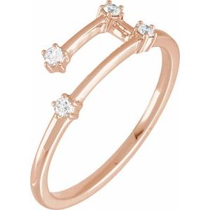 14K Rose Gold 1/10 CTW Natural Diamond Aries Constellation Ring
