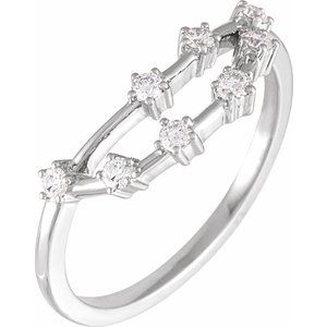 14K White Gold 1/5 CTW Natural Diamond Capricorn Constellation Ring