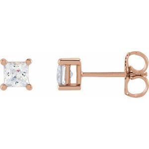14K Rose Gold 3.5 mm Square 1/2 CTW Lab-Grown Diamond Earrings