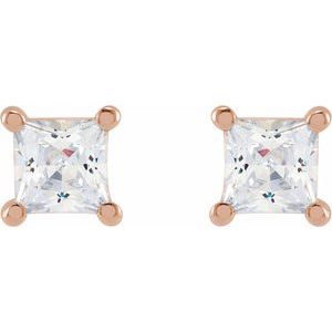 14K Rose Gold 3.5 mm Square 1/2 CTW Lab-Grown Diamond Earrings – image 2