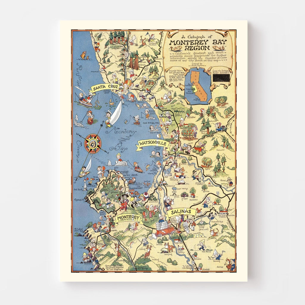 Vintage Map of Monterey Bay, 1932