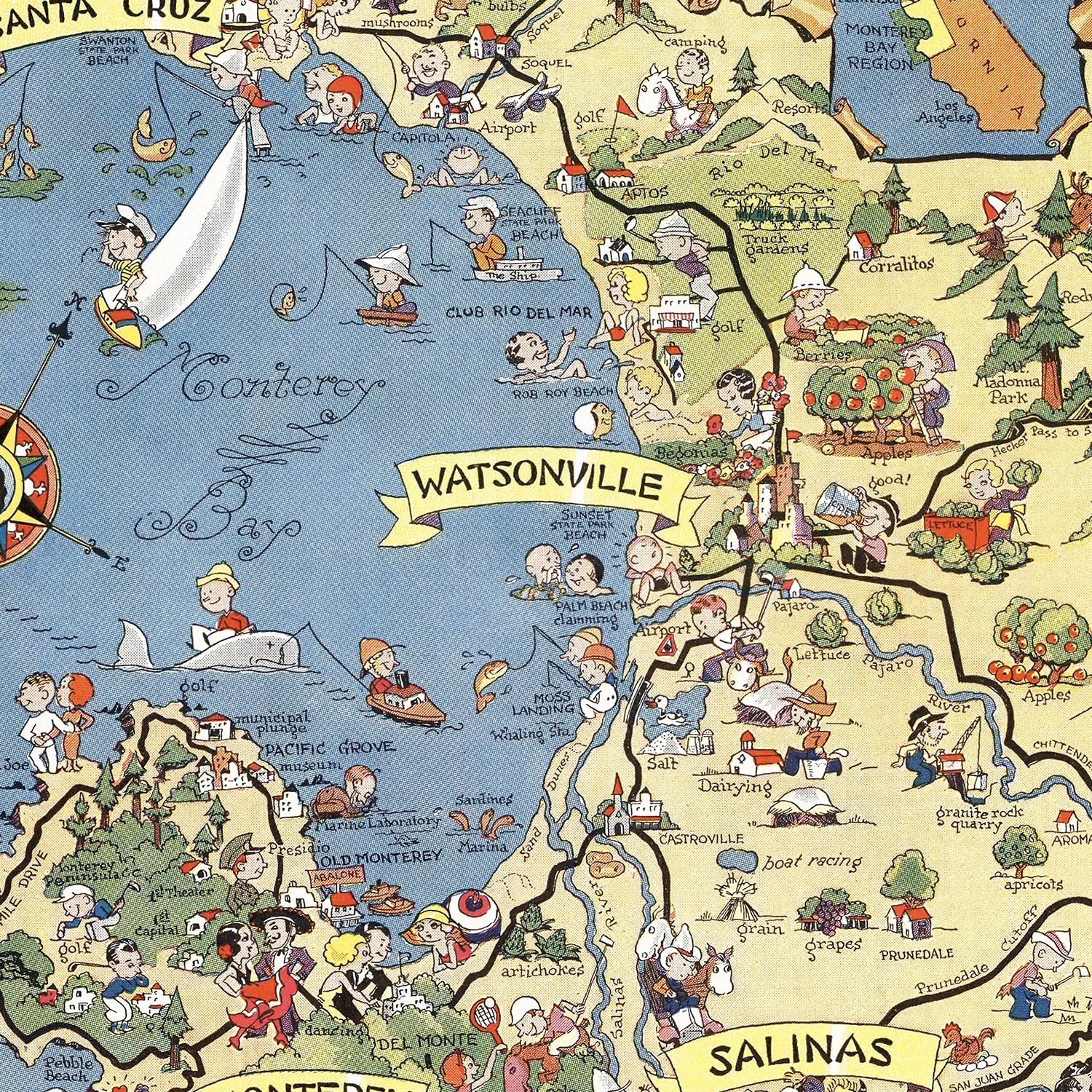 Vintage Map of Monterey Bay, 1932