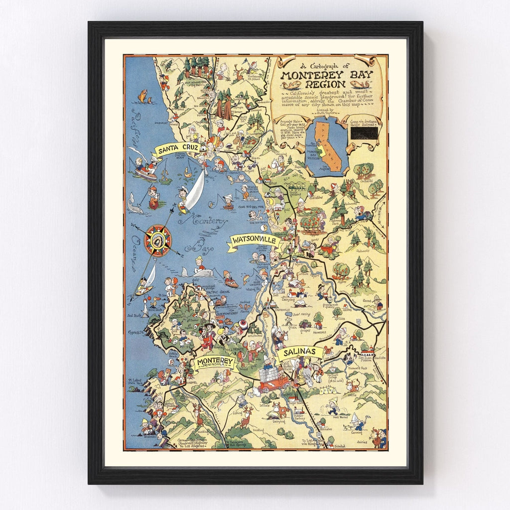 Vintage Map of Monterey Bay, 1932