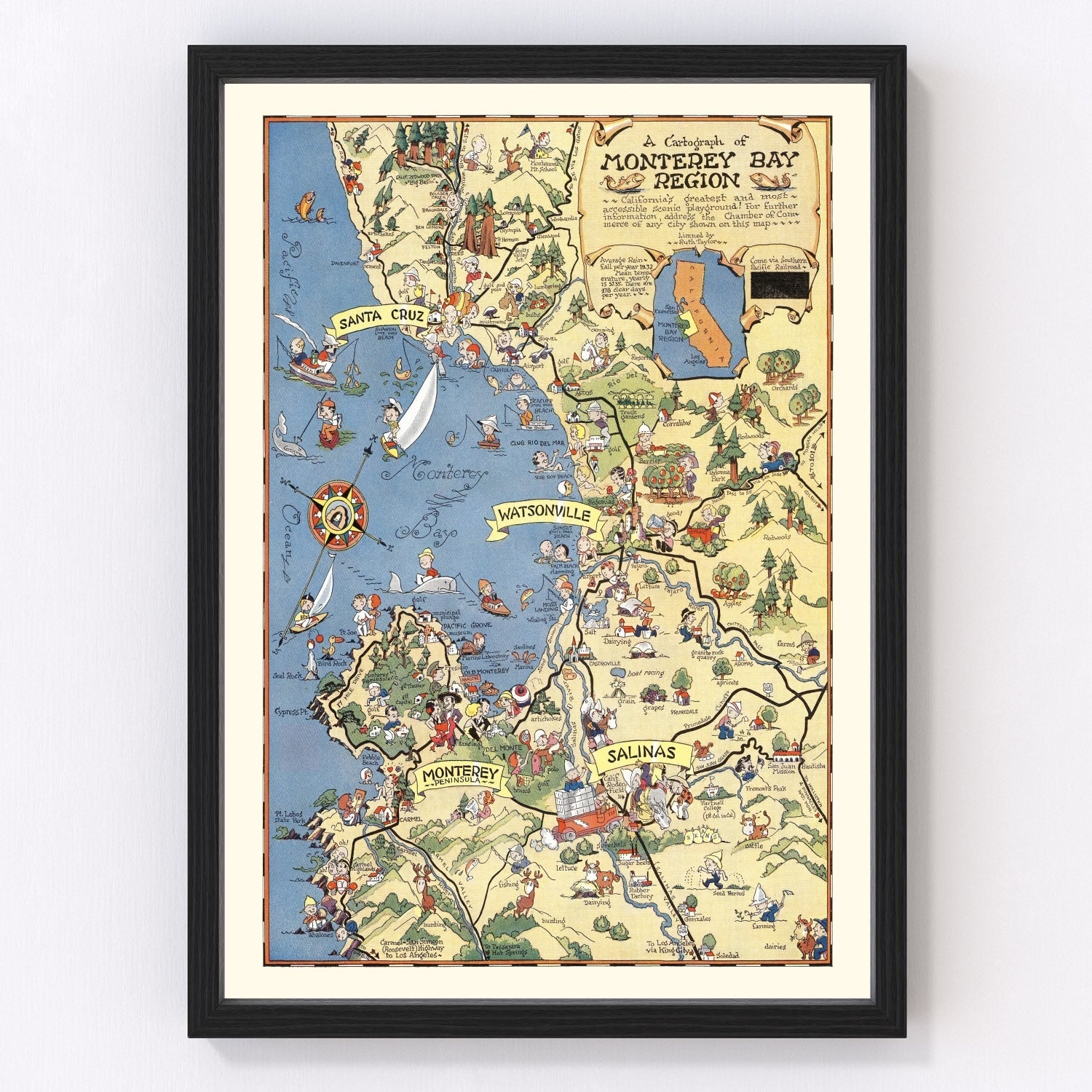 Vintage Map of Monterey Bay, 1932