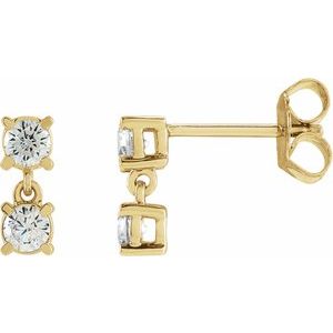 14K Yellow Gold 1/2 CTW Lab-Grown Diamond Two-Stone Earrings