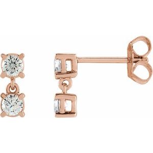 14K Rose Gold 1/2 CTW Lab-Grown Diamond Two-Stone Earrings