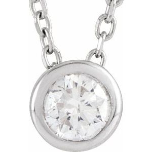 Sterling Silver 3/4 CT Lab-Grown Diamond Bezel-Set 16-18" Necklace