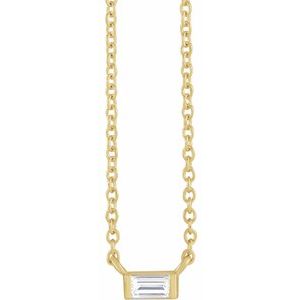 14K Yellow Gold 1/10 CT Natural Diamond Solitaire 16-18" Necklace