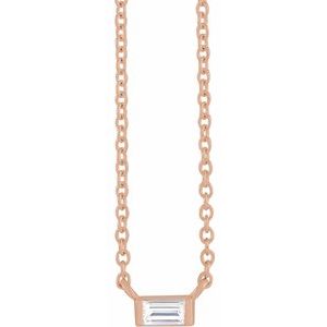 14K Rose Gold 1/10 CT Natural Diamond Solitaire 16-18" Necklace