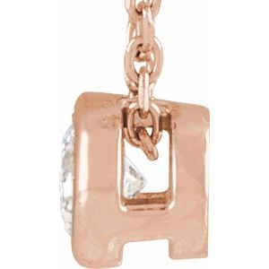 14K Rose Gold 1/6 CT Lab-Grown Diamond Bezel-Set 16-18" Necklace