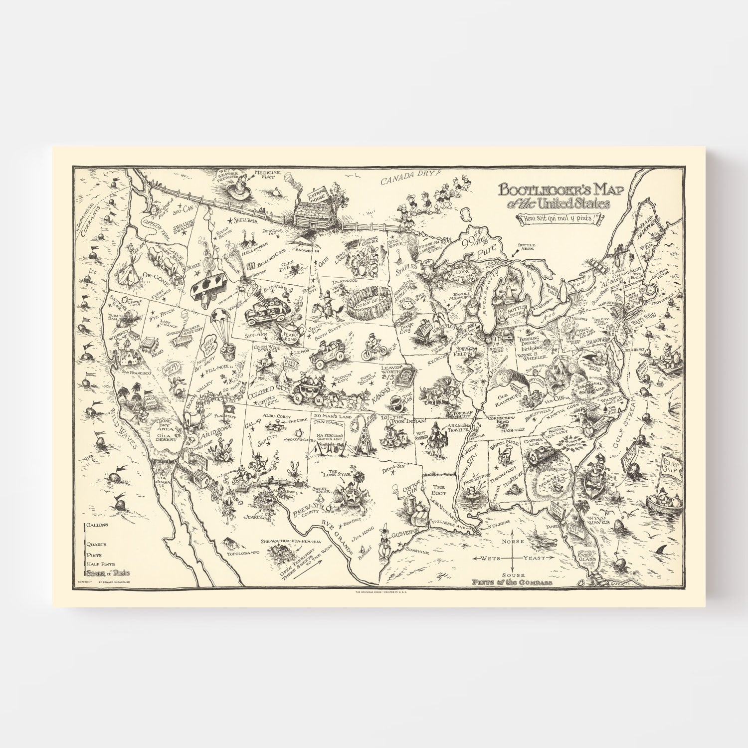 Vintage Map of United States 1926