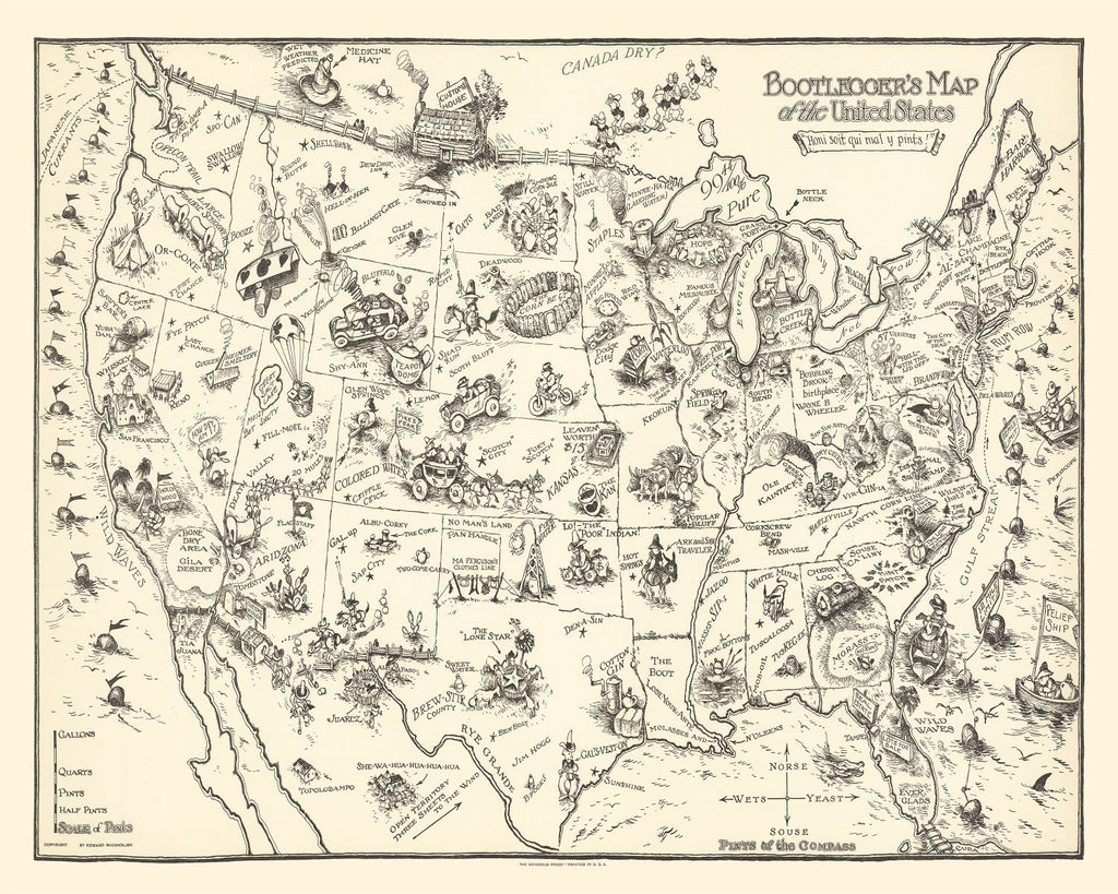 Vintage Map of United States 1926
