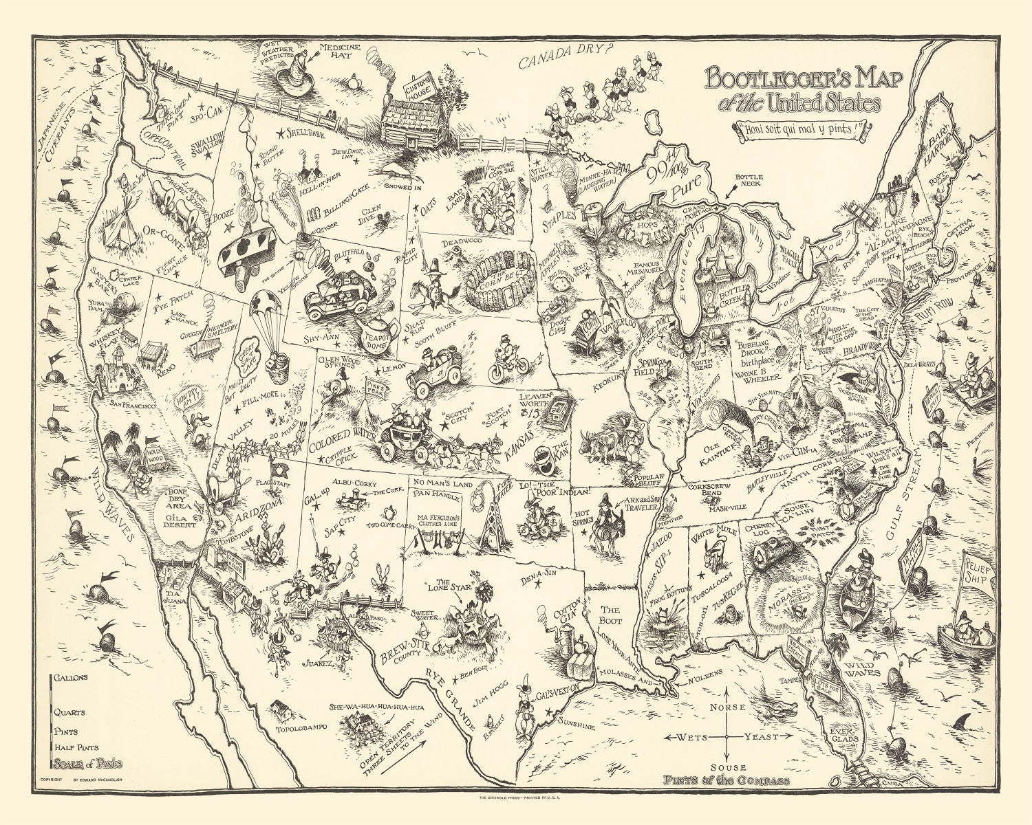 Vintage Map of United States 1926