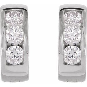 14K Yellow Gold 1/5 CTW Natural Diamond 10 mm Hinged Hoop Earrings – image 2