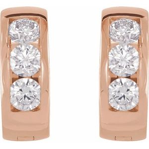 14K Rose Gold 1/3 CTW Lab-Grown Diamond 10 mm Hinged Hoop Earrings – image 2