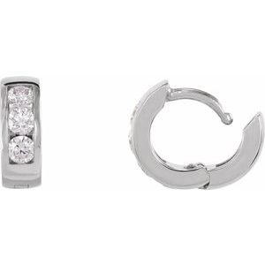 14K White Gold 1/3 CTW Natural Diamond 10 mm Hinged Hoop Earrings – image 3