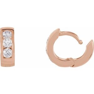 14K Rose Gold 1/3 CTW Natural Diamond 10 mm Hinged Hoop Earrings – image 3