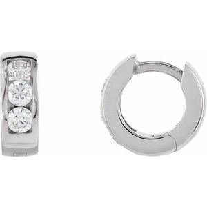 14K White Gold 1/3 CTW Natural Diamond 10 mm Hinged Hoop Earrings