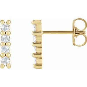 14K Yellow Gold 1/6 CTW Rose-Cut Natural Diamond Bar Earrings