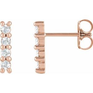 14K Rose Gold 1/6 CTW Rose-Cut Natural Diamond Bar Earrings