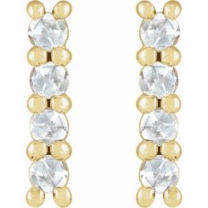 14K Yellow Gold 1/6 CTW Rose-Cut Natural Diamond Bar Earrings – image 2