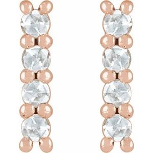 14K Rose Gold 1/6 CTW Rose-Cut Natural Diamond Bar Earrings – image 2