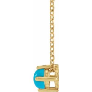 14K Yellow Gold Natural Turquoise Cabochon 16-18" Necklace