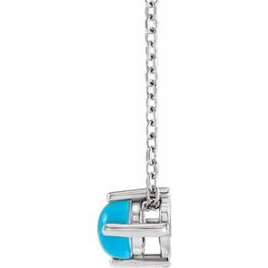 Sterling Silver Natural Turquoise Cabochon 16-18" Necklace
