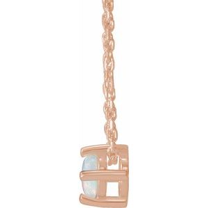 14K Rose Gold Natural White Opal Cabochon 16-18" Necklace