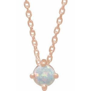 14K Rose Gold Natural White Opal Cabochon 16-18" Necklace