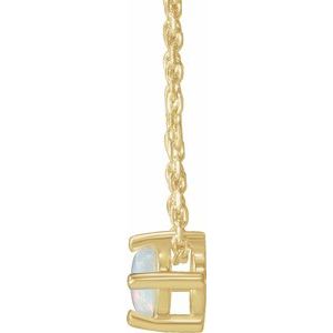 14K Yellow Gold Natural White Opal Cabochon 16-18" Necklace
