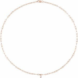 14K Rose Gold .07 CT Natural Diamond Micro Bezel-Set 16" Necklace
