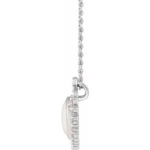 Platinum Natural White Opal & 1/6 CTW Natural Diamond 
 16-18" Necklace