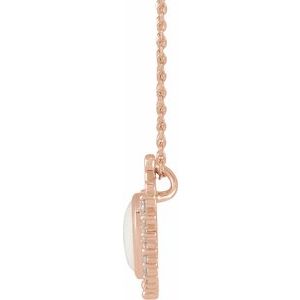 14K Rose Gold Natural White Opal & 1/6 CTW Natural Diamond 
 16-18" Necklace