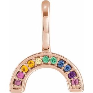 14K Rose Gold Natural Multi-Gemstone Rainbow Charm/Pendant